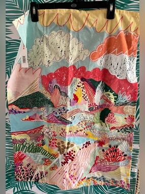 Werkshoppe Secret Stairway Aqua Canvas with Coral Accent nwt